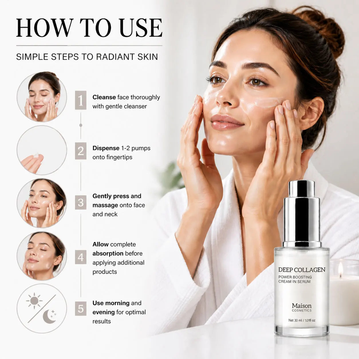 Deep Collagen Serum, Women Serum for Smoothing Fine Lines, Moisture & Firming Skin Care, Korean Skincare Serum, 30ml
