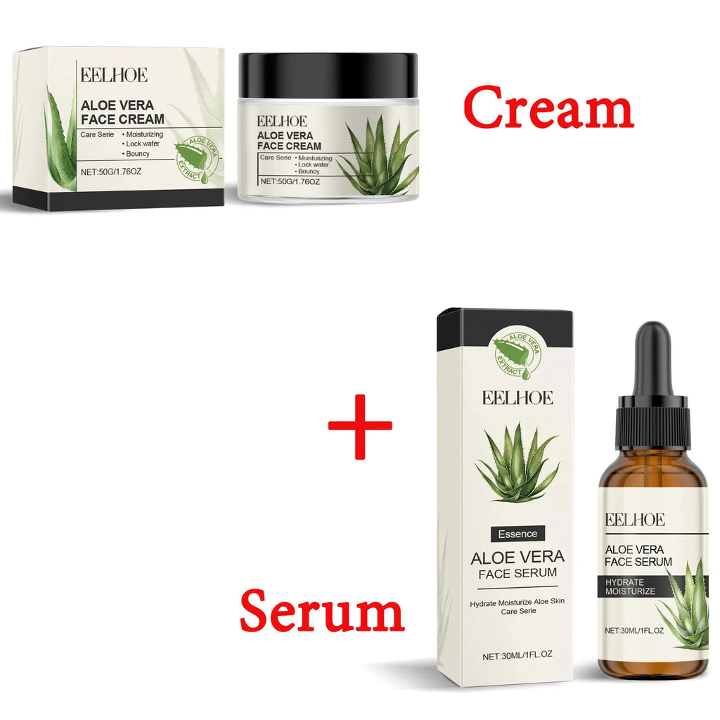 Eelhoe Aloe Vera Skin Care Series Fade Fine Lines Light Weight Improving Elasticity Nourishing Hydrating Facial Moisturizing Set