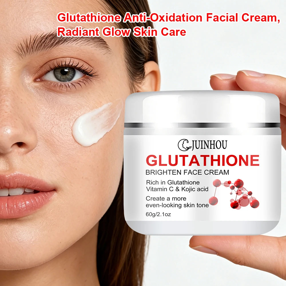 JUINHOU Glutathione Vitamin C Brighten Face Cream and Serum Set Even Skin Tone Niacinamide Anti-Oxidation Radiant Glow Skin