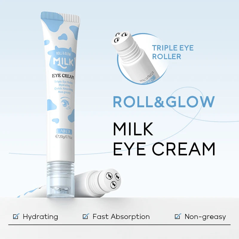 LAIKOU 6Pcs Milk Hydrating Skin Care Set Cleanser Toner Skin Softening Serum Roll & Glow Eye Cream Silky Hydrating Mask Facial K